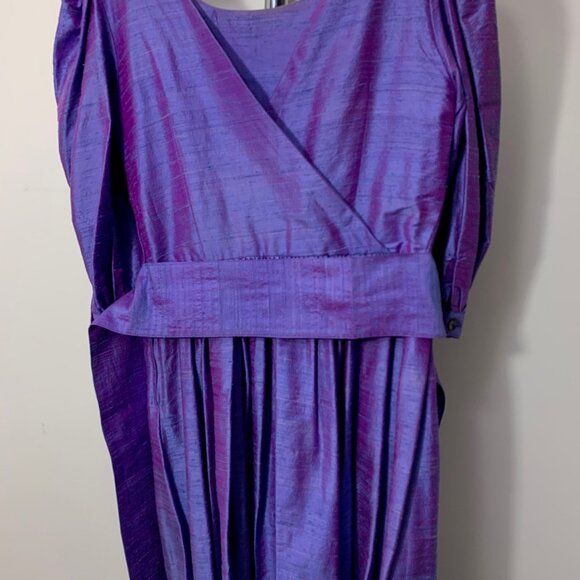 Stunning Vintage Laura Ashley Dupioni Silk Dress Women's 12 - Picture 1 of 4
